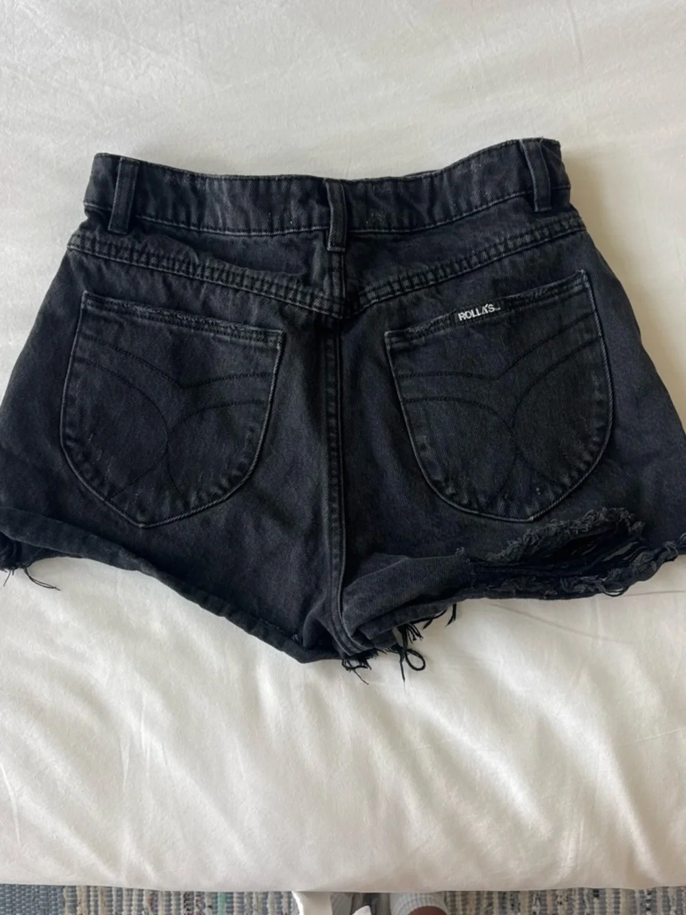 ROLLA'S Black Distressed High-Rise Jean Shorts